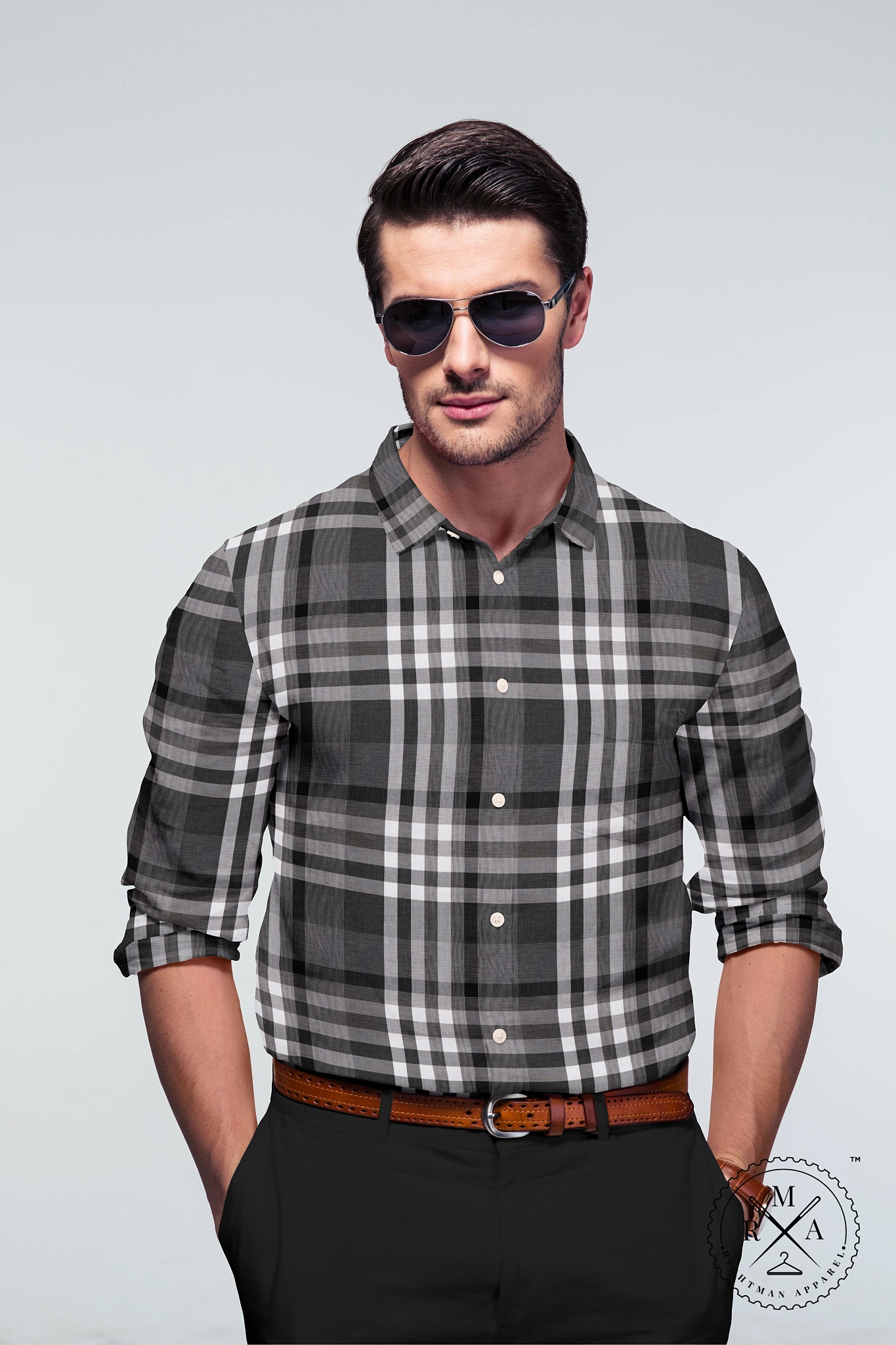 Black & White Multiple Checks Shirt SH208